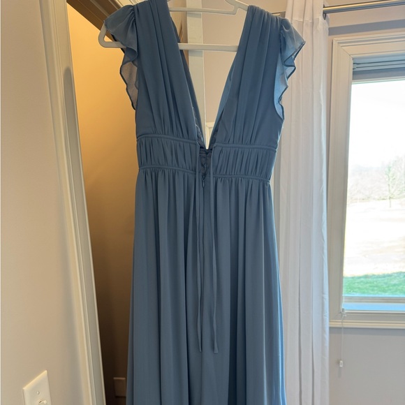 Lulus I'm All Yours Slate Blue Ruffled Maxi Dress - Size S - Picture 2 of 9